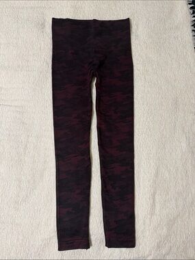SPANX Burgundy and Black Camo Leggings
